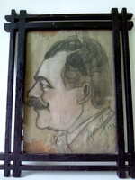 Keretezett sérült rajz jelzett 1931 inkább keretár antik keret