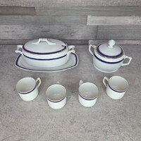 Eichwald antik csehszlovák kék-arany mintás porcelán kávéskészlet