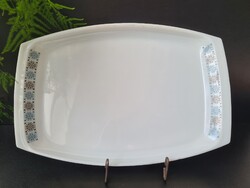Retro angol JAJ Pyrex „Chelsea” tejüveg kínáló pecsenyés tál 1960-70 kék fekete geometrikus mintás
