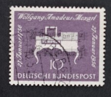 NSZK 1956 W. A. Mozart születésének 200. évfordulója 10p bélyeg – pecsételt