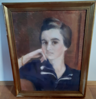 ANNA OELMACHER: Female portrait, 1940 (pastel on paper) - notable 20th-century artist