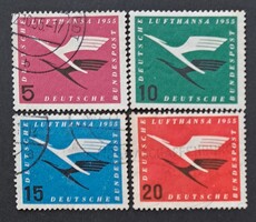 NSZK 1955 Lufthansa sorozat (4 db) – Pecsételt / Használt