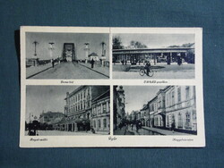 Képeslap,Győr,Duna híd,IBUSZ pavilon,Royal szálló,Megyeháza utca,Gárdony Bp kiadás, 1940-   ,sérült,