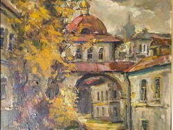 Őszi udvar - orosz festőművész, jelzett (o.v.)