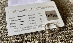 Briju 14K White Gold Diamond Ring 0.10 ct – with Certificate, Invoice, Box