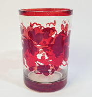 Hollóházi antique Biedermeier Burgundy stained glass glass / souvenir glass - from the 19th century.
