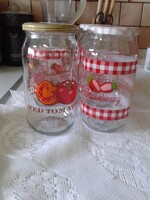Canning jars with painted decorative surface, screw-on lids