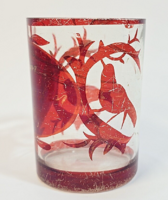 Hollóházi antique Biedermeier Burgundy stained glass glass / souvenir glass - from the 19th century.