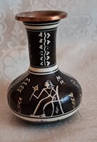 Görög istenséget ábrázoló réz tűzzománc váza, cloisonné váza (M6343)