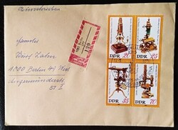 NDf2534-7nf / NDK 1980 Régi mikroszkópok Jénából bélyegsor négyesben FDC-n futott