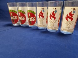 Ritka! 6 db-os Retro Coca-Cola Olimpia pohár készlet Atlanta 1996