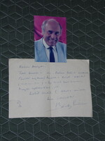 Képeslap,fotó,sajátkezű levél,dedikált,autogram,Bánffy György színész,1986-