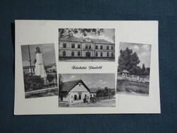 Képeslap,Pécel,Kossuth szobor,városháza,vendéglő,kocsma,híd látkép,részlet,1956-