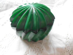 -Malachite Box- Czech Glass