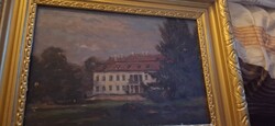Bethlen András-kastély Mednyánszky szignóval olaj-fa festmény