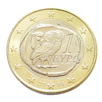 Görögország,1 euro 2008 aUNC+ ötvözet