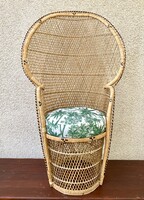 Vintage Pávafotel Boho Pávaszék Rattan Páva alakú Szék Nád Fotel Fonott Peacock Emmanuelle Chair