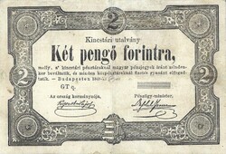 Két 2 pengő forintra 1849 Kincstári utalvány restaurált