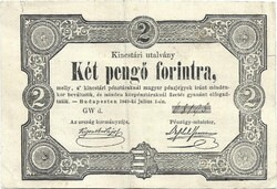 Két 2 pengő forintra 1849 Kincstári utalvány eredeti tartás