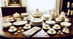 ZSOLNAY „Sárgarózsás” porcelán ét- és tálalókészlet 73db-os