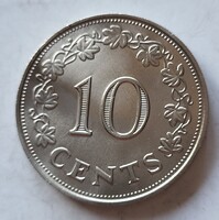 Málta nagy méretű 10 cent 1972 (D16)