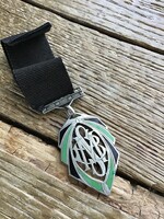 Antik art deco tűzzománccal díszített ezüst kitüntetés, kitűző, jelvény (monogramos)