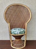 Vintage Pávafotel Boho Pávaszék Rattan Páva alakú Szék Nád Fotel Fonott Peacock Emmanuelle Chair