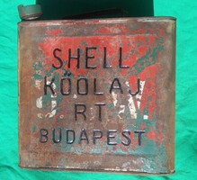 Very Rare! Veteran Car Engine Oil SHELL Metal Can Fuel Container