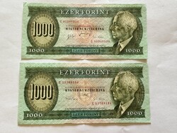 2 db 1000 Ft-os bankjegy, 1993, 1996