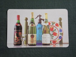 Kártyanaptár,Soproni,Neszmély,Halasi borok,Ágker Kft.,szódásüveg, 1985   (licites)