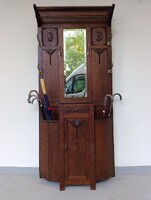 Előszobafal antik bútor nagy méretű dekoratív art deco tükrös ruhafogas fogas előszoba fal 422 7279