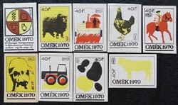 Gy51 / 1970 OMÉK gyufacímke 9db-s teljes sorozat