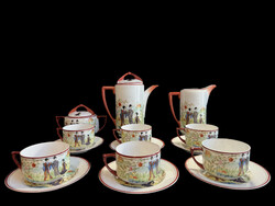 Carl Knoll Porcelán manufaktúra Karlsbad - Kézzel festett kína mintás teás készlet