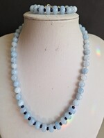 Aquamarine necklace and bracelet with Sapphire eyes.