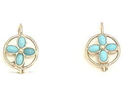 Antik Arany Art Deco Fülbevaló Türkíz Bécs