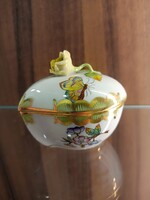 Herendi Viktória (VBO) mintás, szív alakú porcelán bonbonier