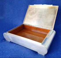 Art Deco Diana silver hallmark, 800 fineness silver, mahogany inlay box from the 1920s-30s