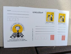 1994 Szegedi Ifjúsági Sakk-Világbajnokság díjjegyes levelezőlap tétel (2 db postatiszta)