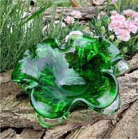 Green glass ashtray