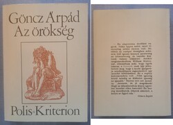 Göncz Árpád: Az örökség (Polis - Kriterion, 1993) ritkább erdélyi kiadás