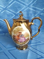 Rheinpfalz arany porcelán kávés kanna/ teás kanna - Antik jellegű fragonard jelenetes