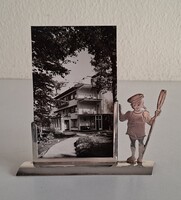 Art Deco ezüstözött alpakka figurális asztali fénykép keret