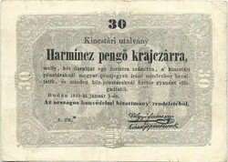 30 harmincz harminc pengő krajczárra krajcárra 1849 Kossuth bankó csillagos 3.