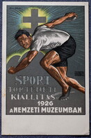Sporttörténeti kiállítás 1926 a Nemzeti Múzeumban reklám képeslap Kellner  Rt. emlék bélyegzés