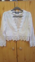 SHEIN fehér horgolt csipkés boho crop blúz / felső – S