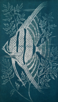 Vitorláshal - jelzett rézkarc, 1970-es évek - állatok, hal ábrázolás, halászat