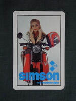 Kártyanaptár,NDK,IFA gépgyár,Simson motorkerékpár,női modell, 1990   (licites)
