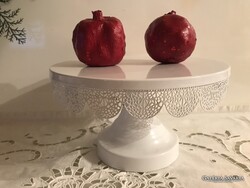 TORTATARTÓ - FÉM - 25 x 14 cm - HÓFEHÉR - NEM SÁRGULÓ LAKKAL FESTETT - NÉMET