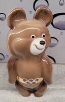 Retro szovjet Dulevo porcelán Misa maci – 15 cm, 1980 Moszkvai Olimpia, jelzett