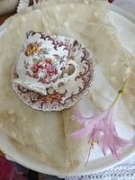 Antik Sarreguemines Fleury mokkáscsésze és alj, antique Fleury cup and sauser